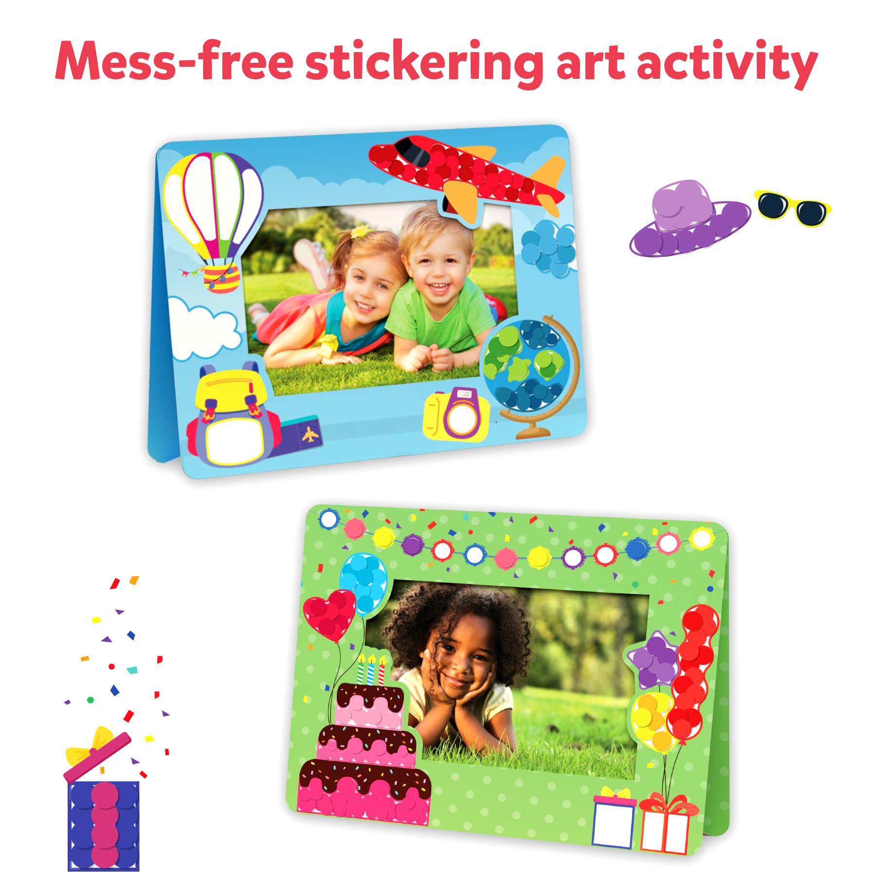 Skillmatics Art Activity - Dot It Photo Frames, Mess-Free Sticker Art for Kids, Craft Kits, DIY Activity, Gifts for Boys & Girls Ages 3, 4, 5, 6, 7, Travel Toys for Toddlers