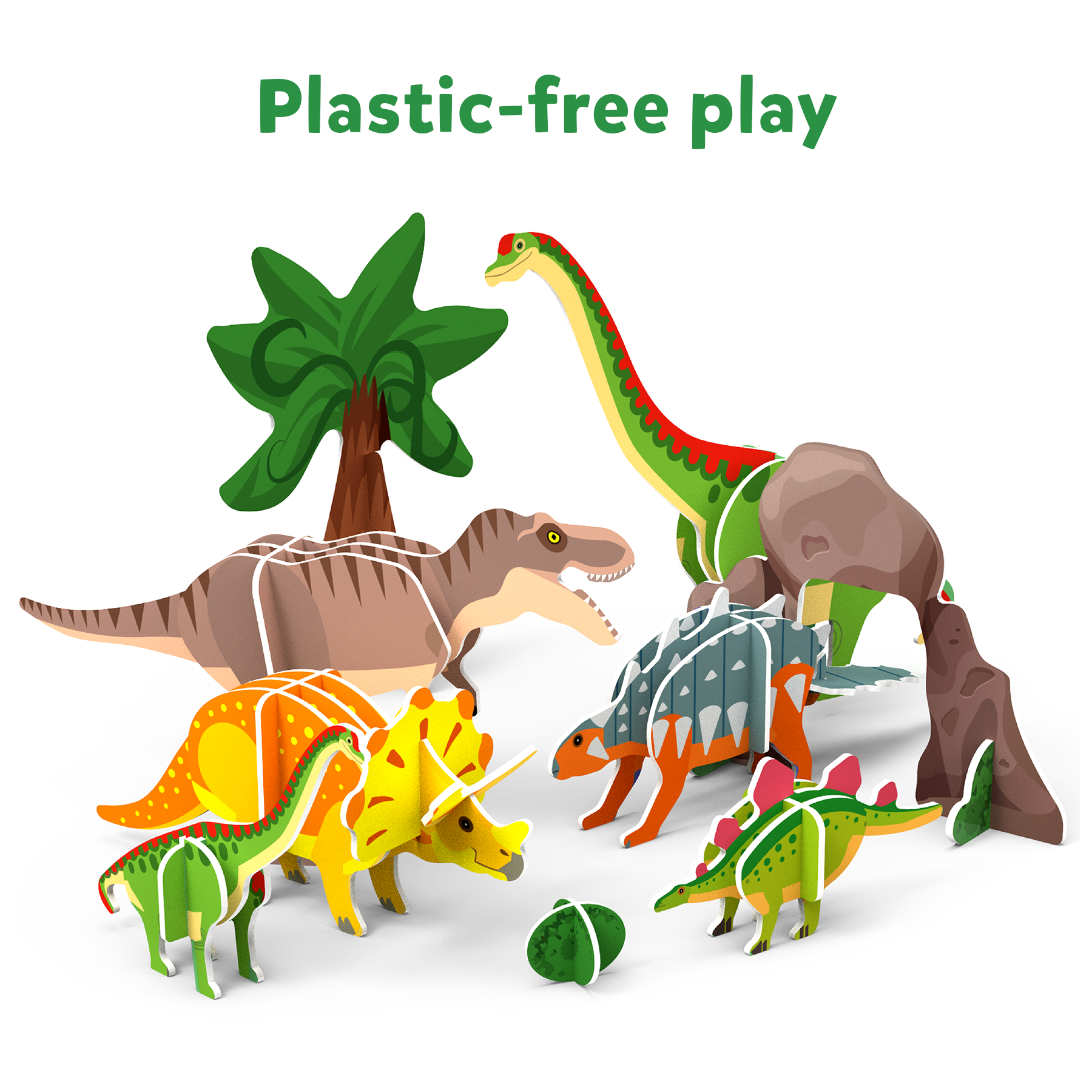 My World : Land of Dinosaurs - Building Toy & Plastic Free Playset