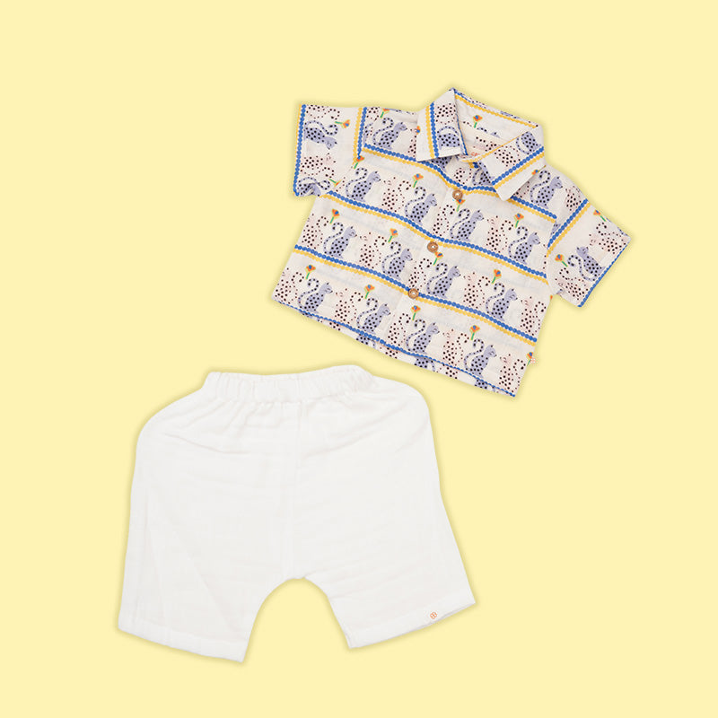 Greendigo Organic Cotton Pack of 2 Co_ords Set For Newborn Baby Boys - White