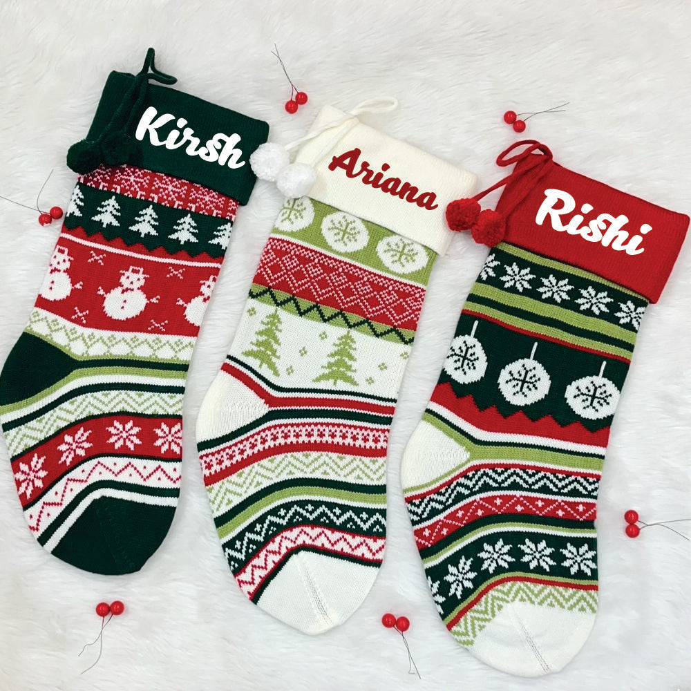 Handwoven Knitted Stocking (Set of 3)