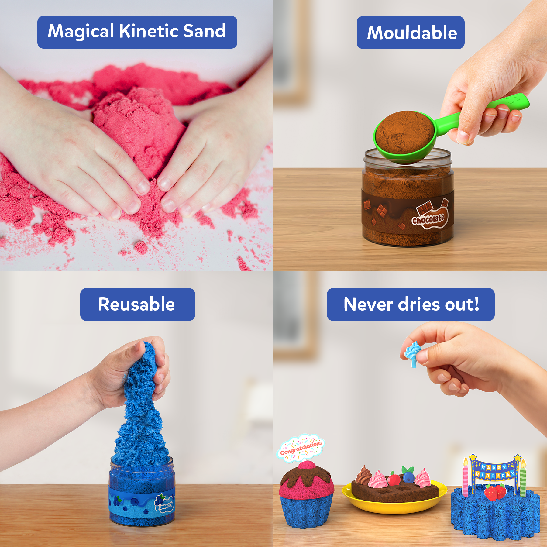 Skillmatics Sand Desserts Set - Sensory Toy & Pretend Dessert Shop Play Kit for Kids, Creative Sand Art Activity with Moulds, Plates & Toppings, Gifts for Boys & Girls Ages 3, 4, 5, 6, 7