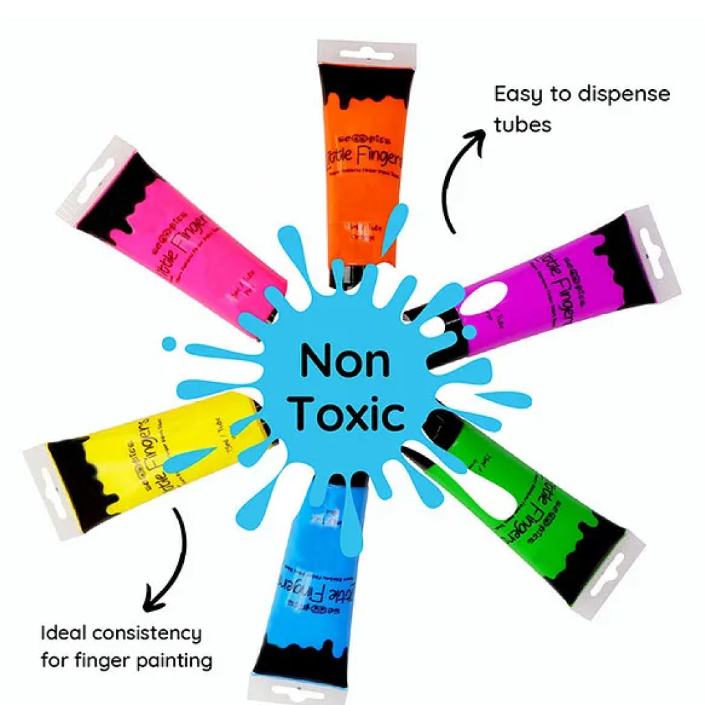 Little Fingers Flouro Rainbow Finger Paint Tubes(Set Of 6)