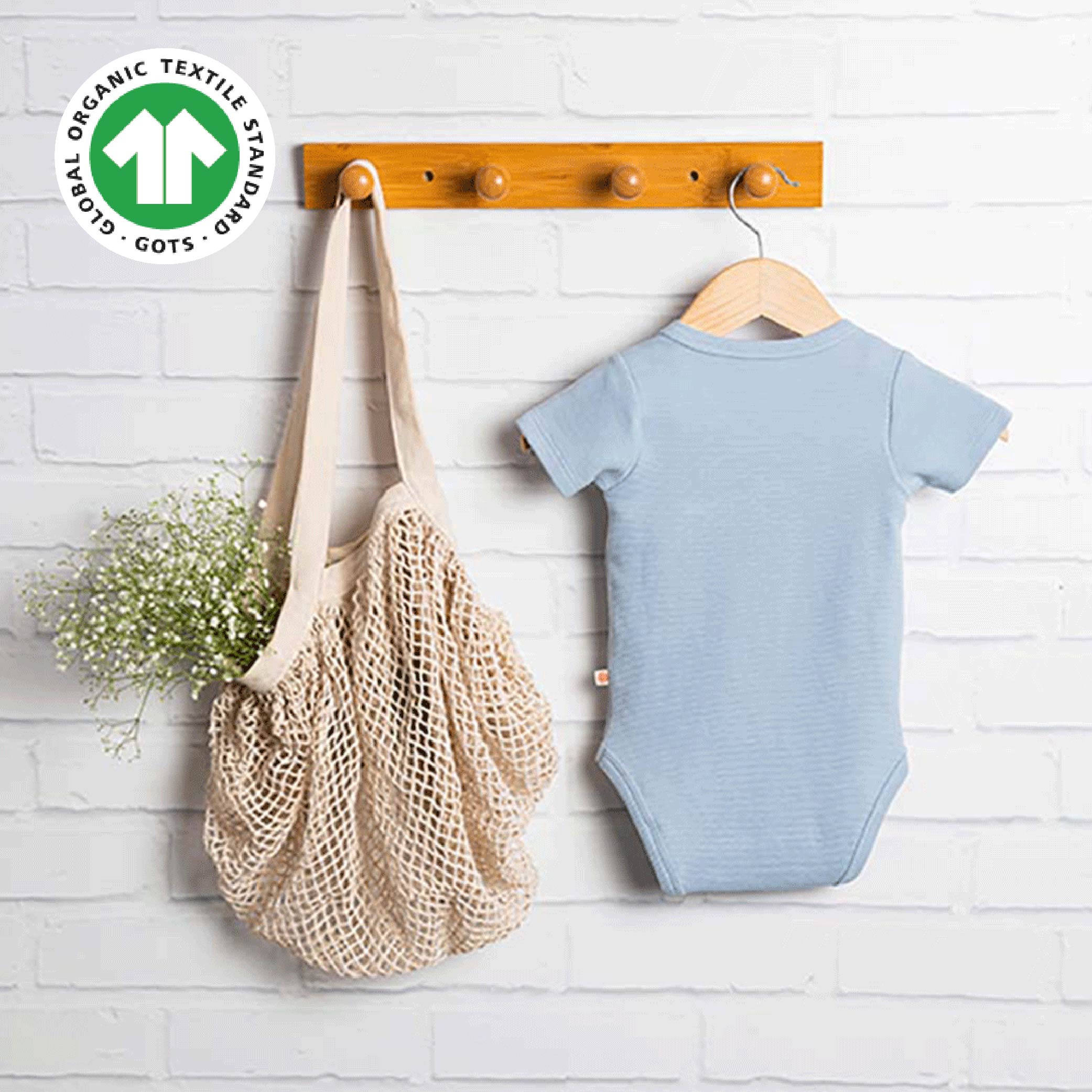 Greendigo 100% Organic Cotton Blue Solid Bodysuit For New Born Baby Boys And Baby Girls