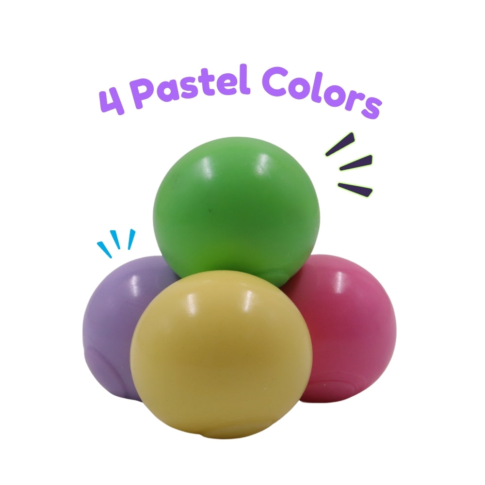 Scoobies Sticky Squishy Balls - Pack of 4 | Sticky Fun | Squishy & Bouncy | Stress Relief | Mess-Free | Portable | Pastel Colors