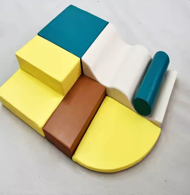 Oplus 6-piece Fun and versatile Soft Play Set for Kids - Dark Green And Yellow Color/Pink And Yellow