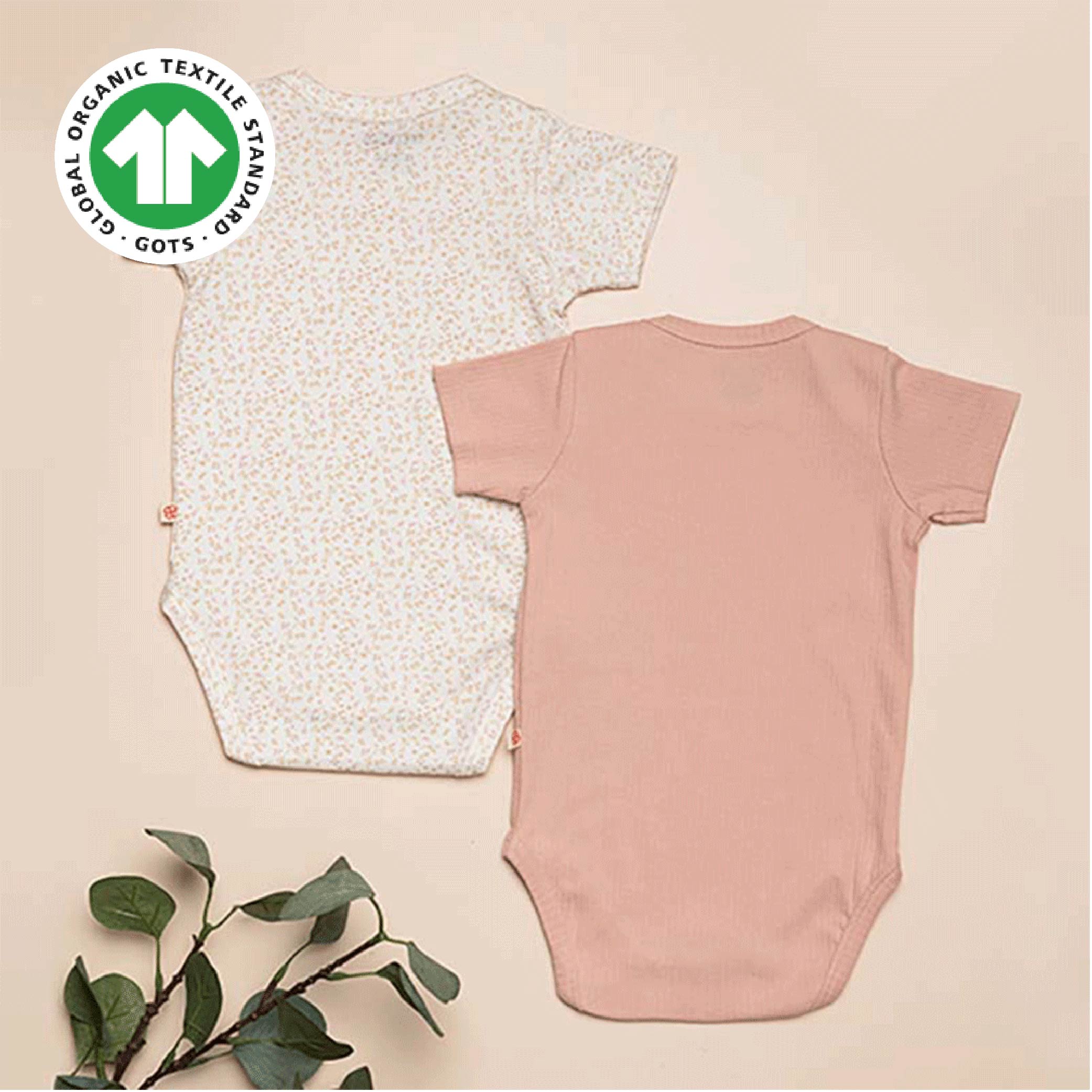 Greendigo 100% Organic Cotton Multicolour Solid Bodysuits For New Born Baby Boys And Baby Girls - Pack Of 2