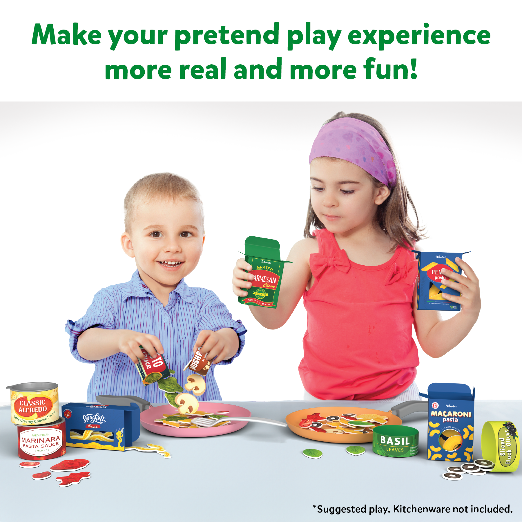 Skillmatics Pretend Play Pasta Set - 11 Containers, 120+ Play Food Items For Child's Play, Back-to-School Play Kitchen Accessories, Toy Kitchen, Gifts for Kids & Toddlers Ages 3, 4, 5, 6, 7