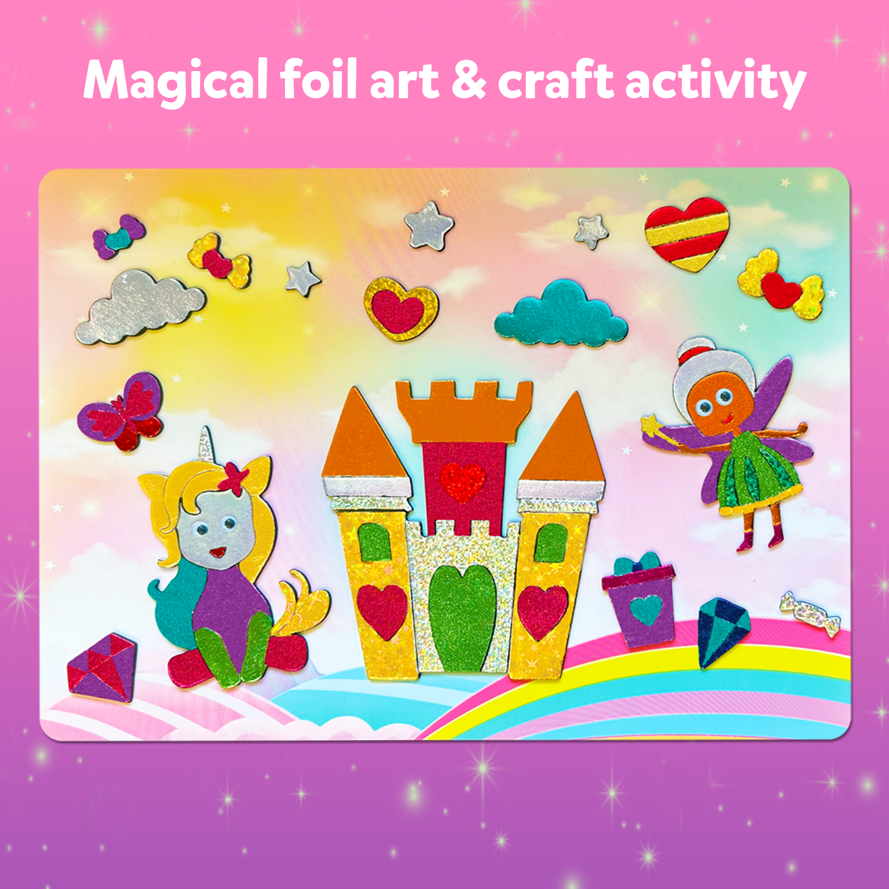 Skillmatics Art & Craft Activity - Foil Fun, No Mess Art, 10 Unique & Sparkly Unicorn & Princess Themed Pictures, Ages 4 To 9