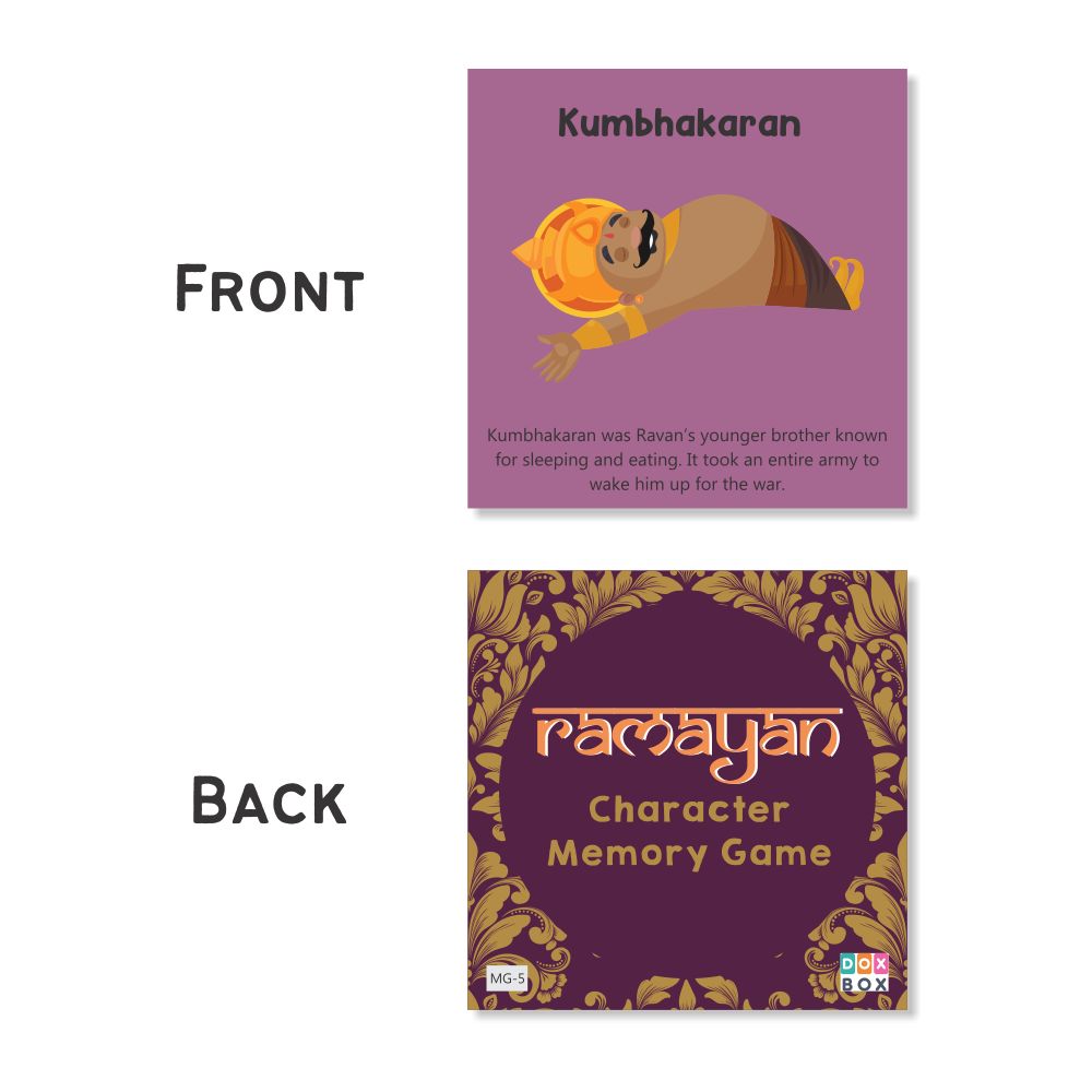 Ramayan Character Memory Card Game Flashcards -Pack Of 26( Includes 13 Character)