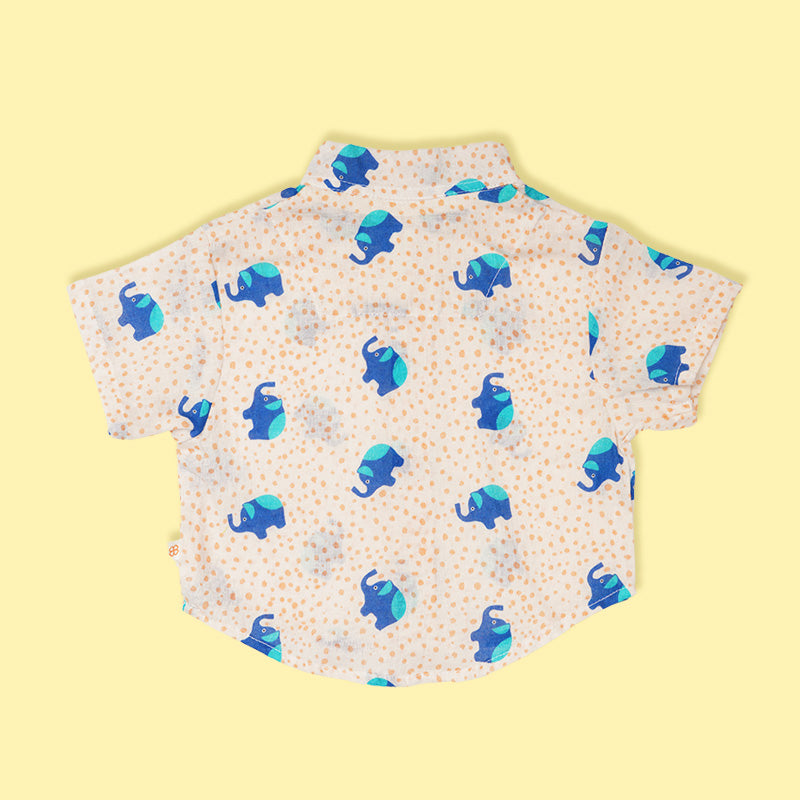 Greendigo Organic Cotton Pack Of 1 Shirt For Newborn Baby Boys - Blue And Off White