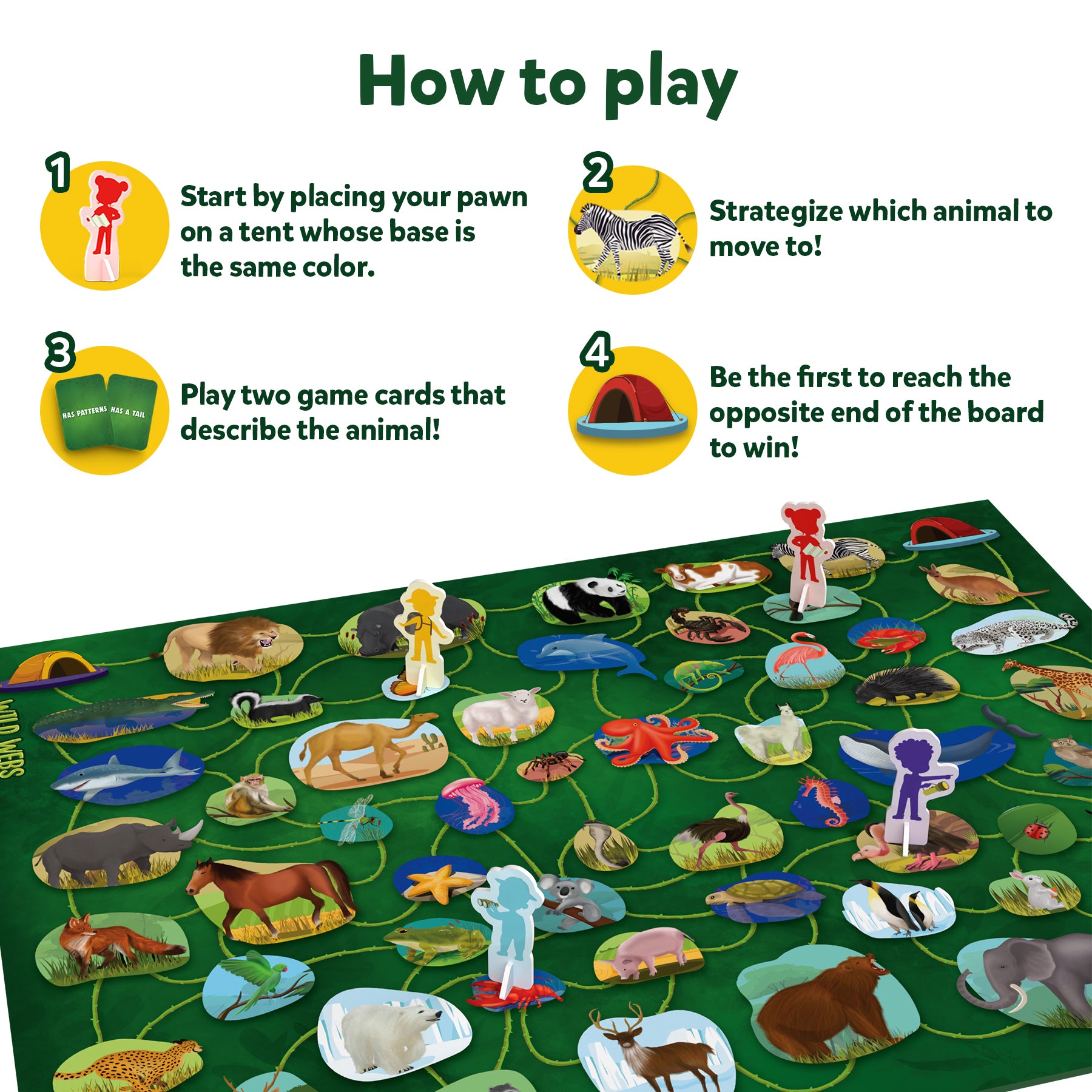Skillmatics Board Game - Wild Webs, Animal Learning Game, Gifts, Family Friendly Games for Ages 6 and Up