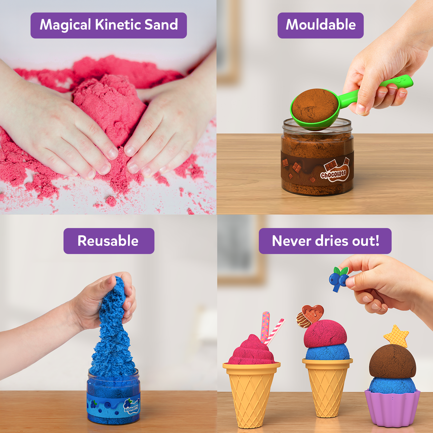 Skillmatics Sand Ice Cream Parlour Set - Sensory Toy & Pretend Dessert Shop Play Kit for Kids, Creative Sand Art Activity with Cones, Cups & Toppings, Gifts for Boys & Girls Ages 3, 4, 5, 6, 7