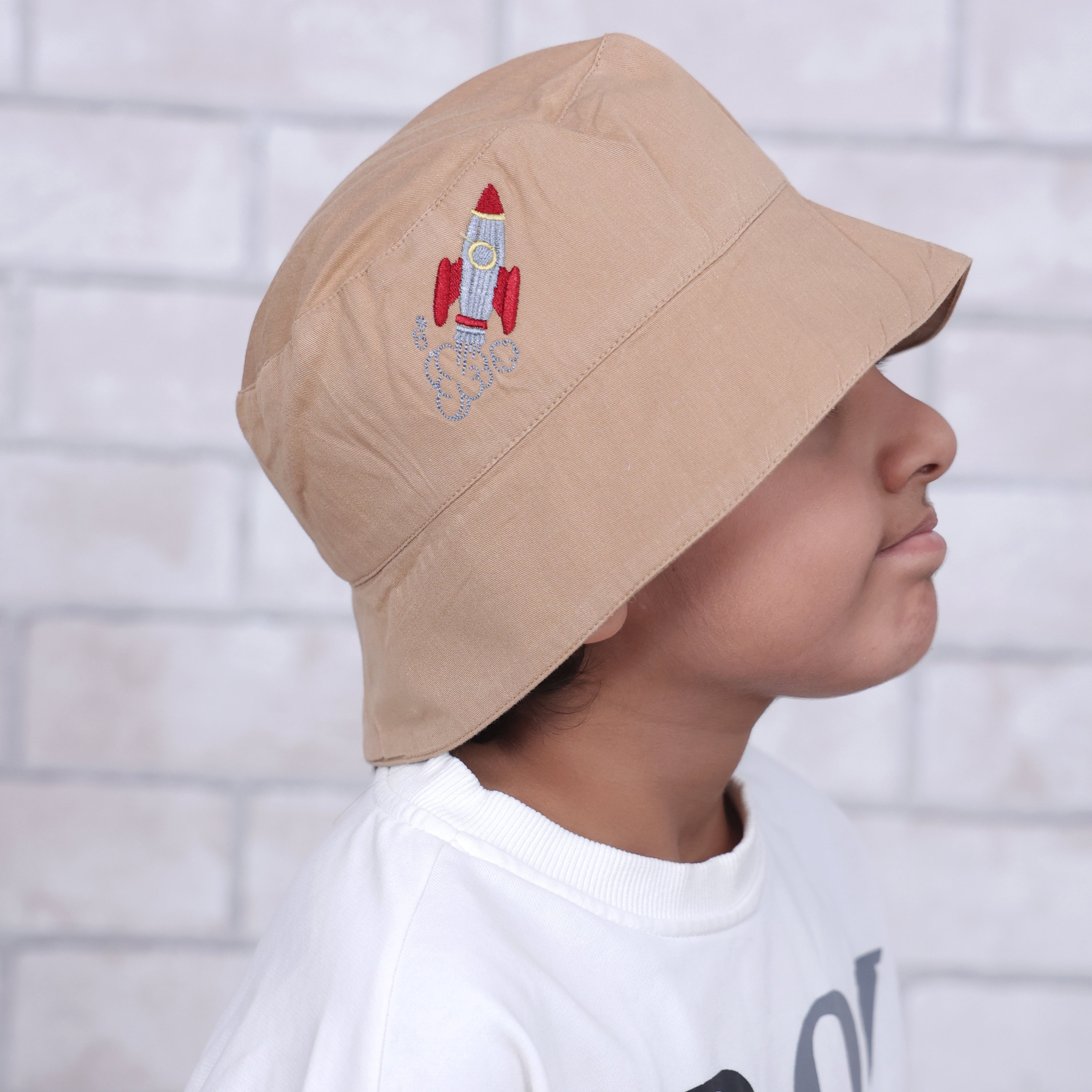 To The Moon & Back Brown Cotton Bucket Hat