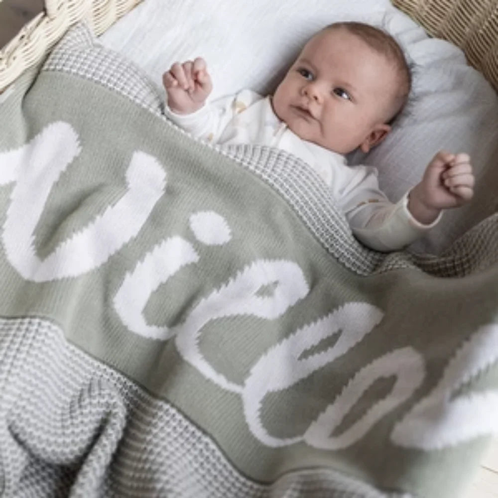 NamelyCo Chunky Two Tone Name Blanket - Desert Sage