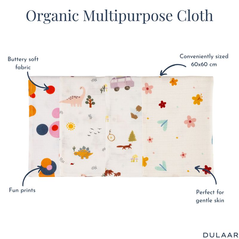 Organic Muslin Burp Cloth-Pack of 4
