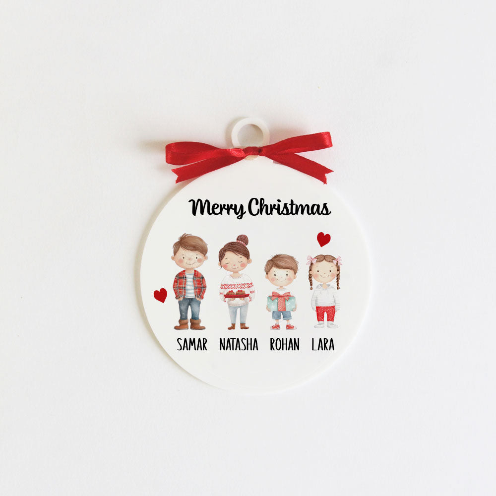 Christmas Family Ornament - 4 People/Pets