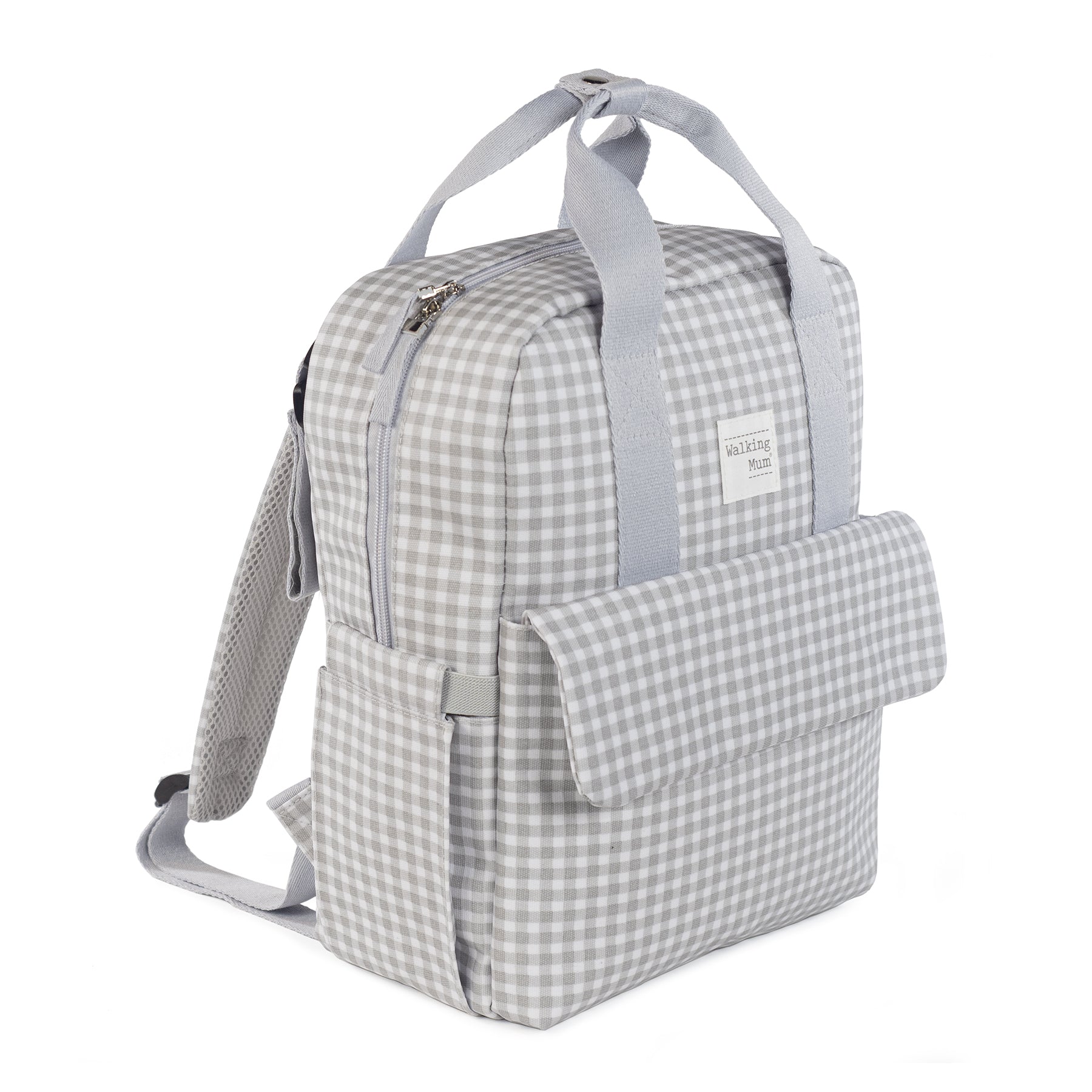 Walking Mum I Love Vichy Grey Backpack Diaper Changing Bag