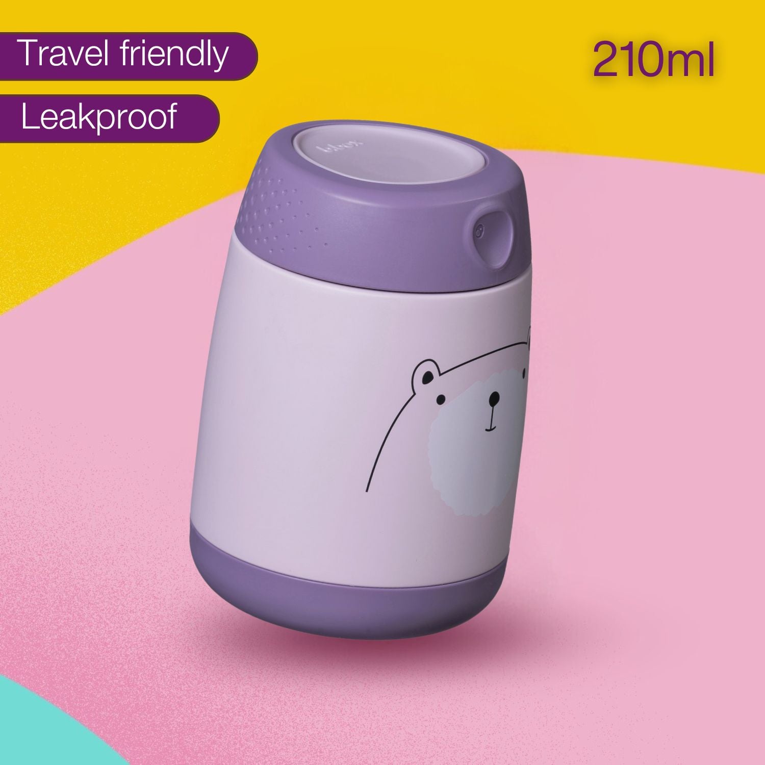 B.box Insulated Food Jar 210ml- Mini-Bear Hugs Purple