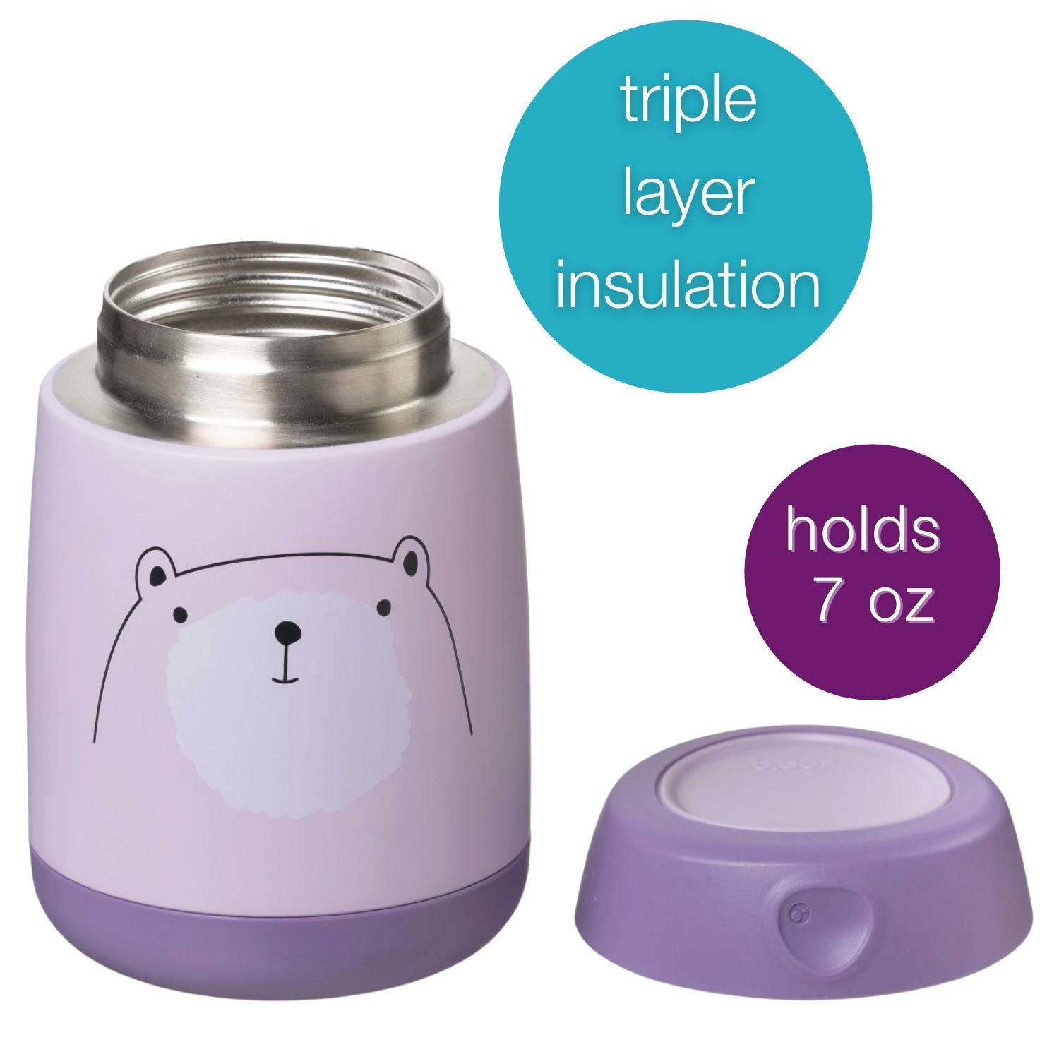 B.box Insulated Food Jar 210ml- Mini-Bear Hugs Purple