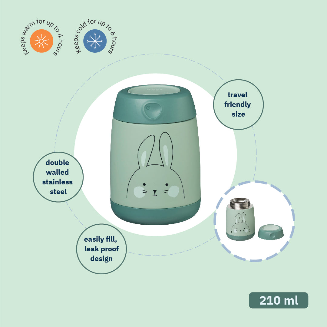 B.box Insulated Food Jar  210 ml -Mini-So Bunny Green