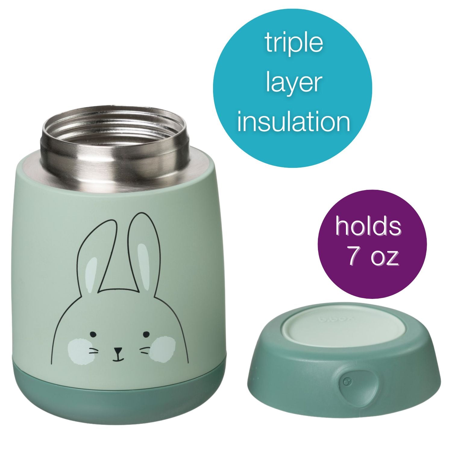 B.box Insulated Food Jar  210 ml -Mini-So Bunny Green