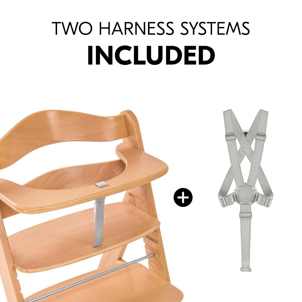 Hauck Alpha+ Premium Baby Wooden High Chair for Feeding with 5-point Harness Max Weight Limit upto 90 kgs -  Natural
