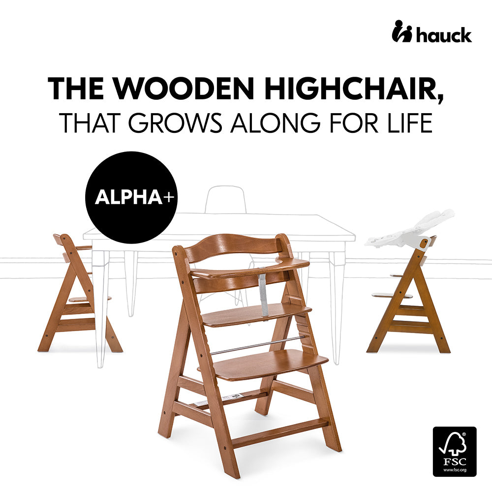 Hauck Alpha Plus B Highchair, Walnut