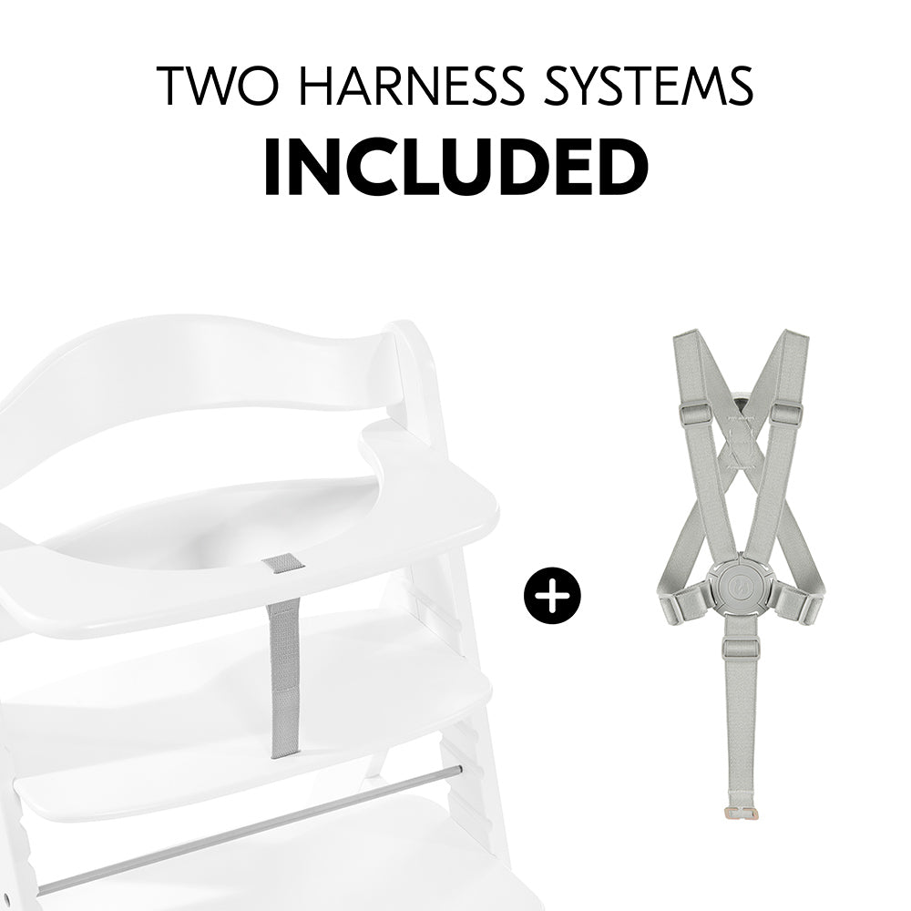 Hauck Alpha+ Premium Baby Wooden High Chair For Feeding With 5-point Harness Max Weight Limit Upto 90 kgs - White