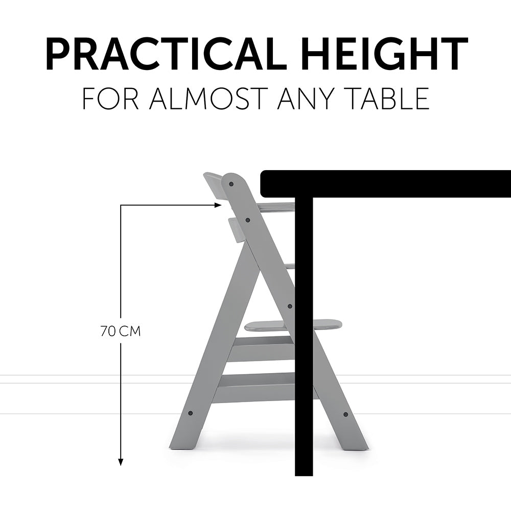Hauck Alpha+ Wooden High Chair With Premium Design Maximum Load 90 Kg - Grey