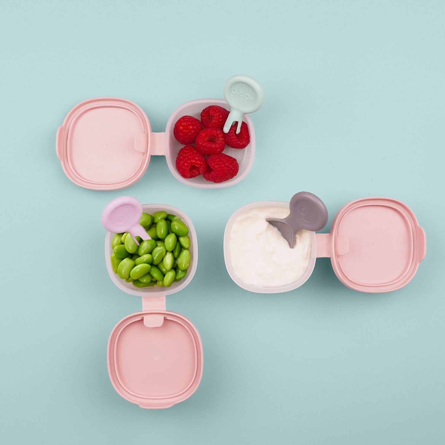 b.box Portable Snack Tubs- Pack of 3- Berry Pink