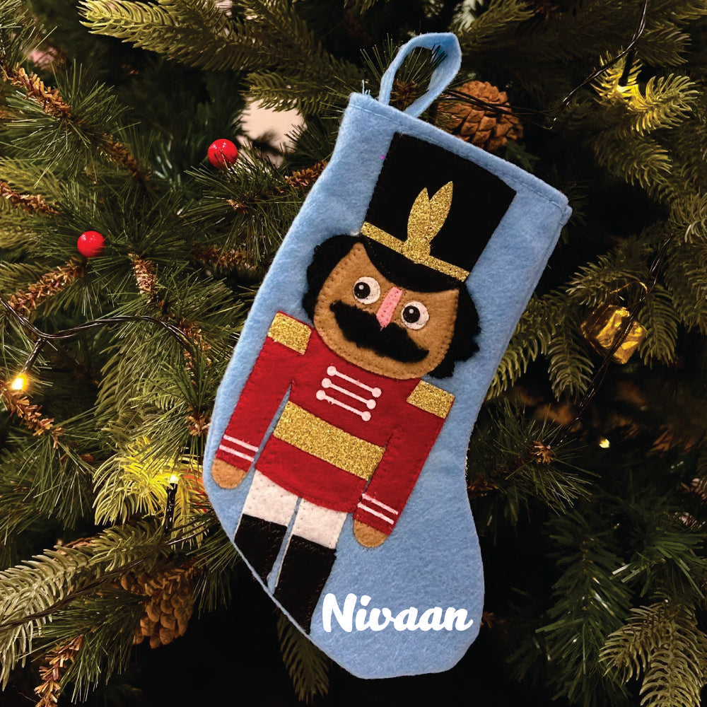 8" Nutcracker Mini Stocking (Blue)