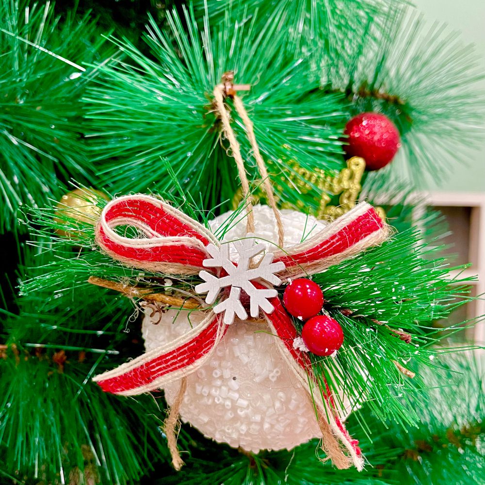 Glittering Snow Ball Bauble