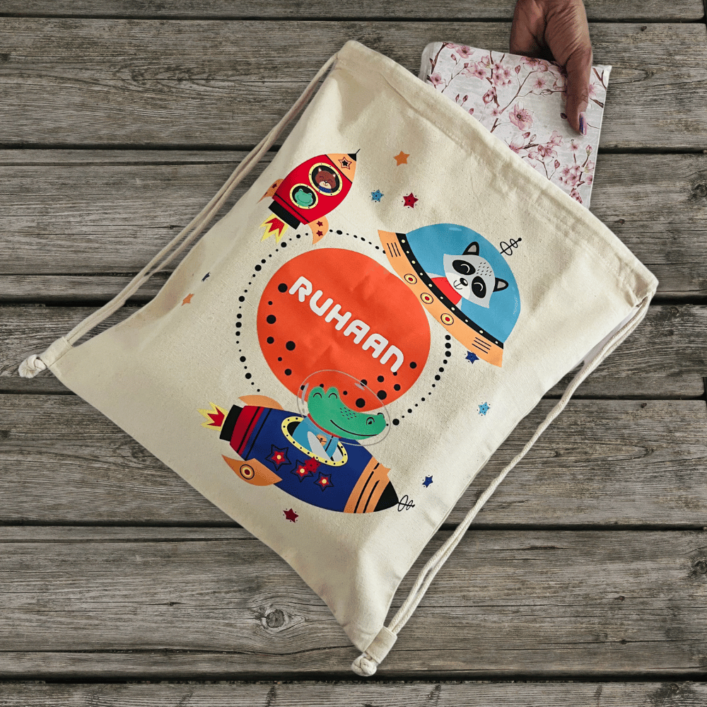 Astro Animals Drawstring Bag (Canvas)
