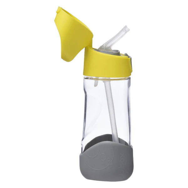 B.box Tritan Straw Drink bottle- 450 ml- Lemon Sherbet Yellow Grey