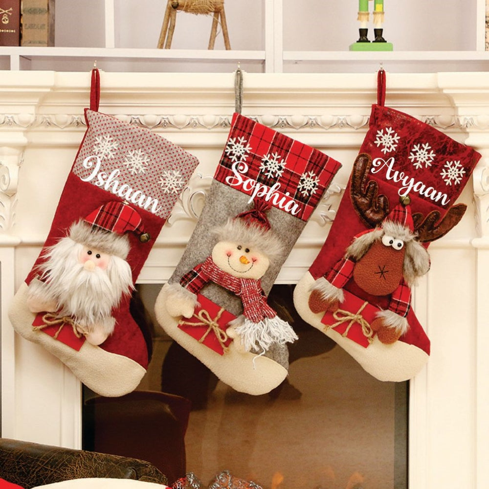 Babble Wrap Red Gifts And Snowflake Stockings- Happy Santa