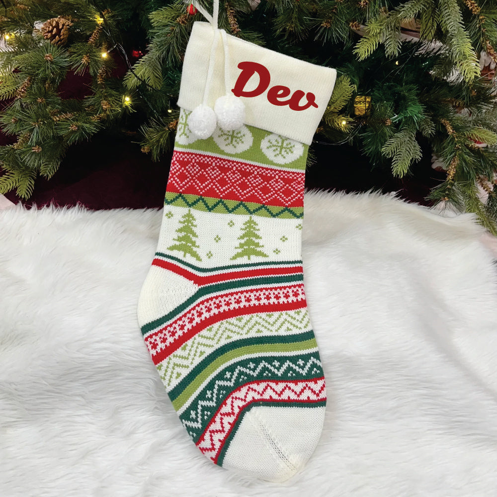 Handwoven Knitted Stocking (Twilight Tree)