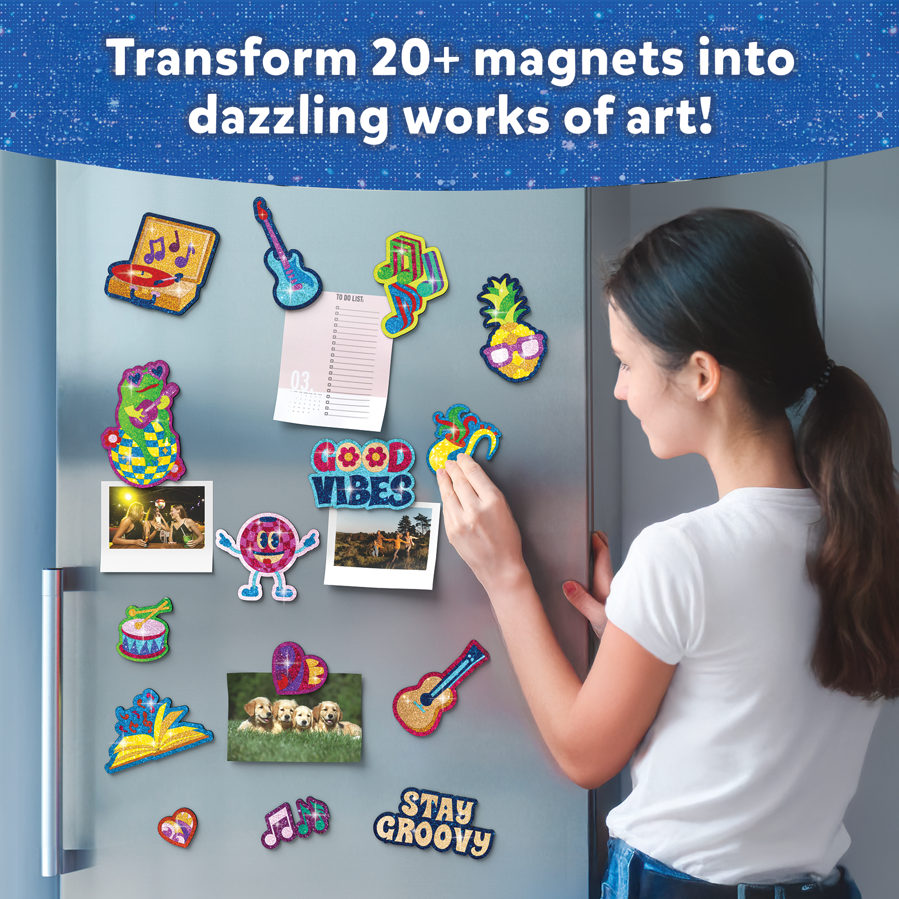 Skillmatics Foil Fun - Groovy Beats, 20+ DIY Foil Art Magnets, Mess-Free Craft Kit, 60+ Foam Stickers, Creative Activity for Kids, Tweens, Teens (Ages 7-13), Adults, Gifts, Travel, Party Favour