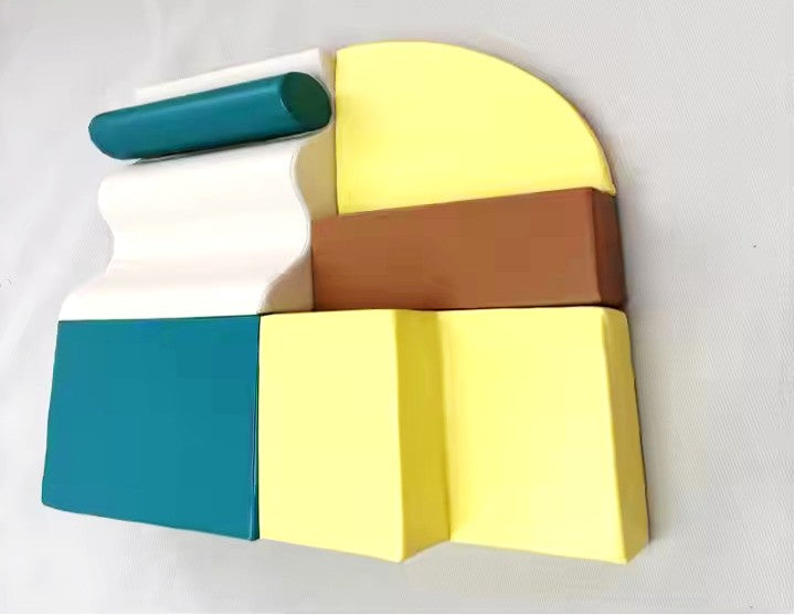 Oplus 6-piece Fun and versatile Soft Play Set for Kids - Dark Green And Yellow Color/Pink And Yellow