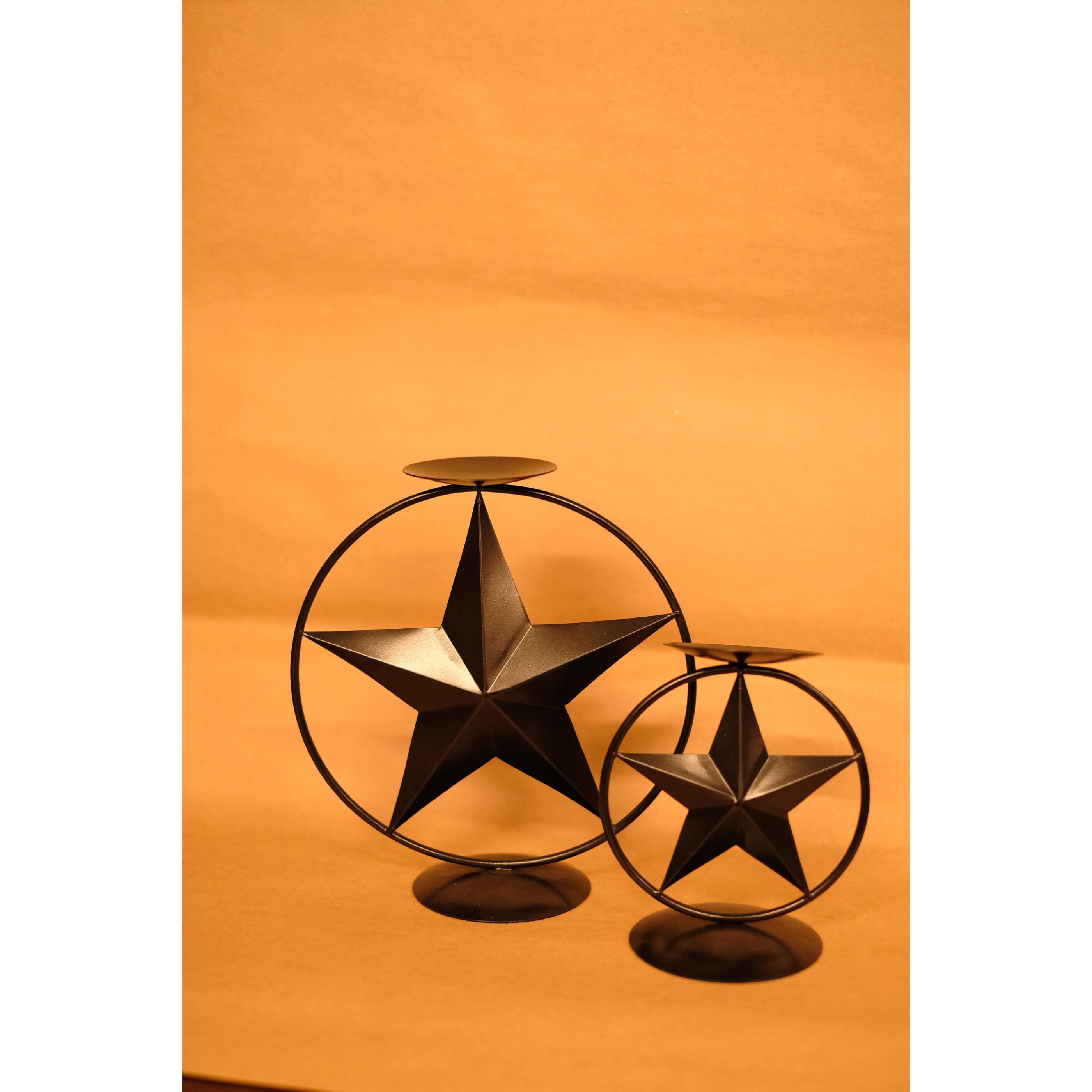 Nordic Christmas Decorations CLARA Pair Of Star Shaped Iron Candle Stands