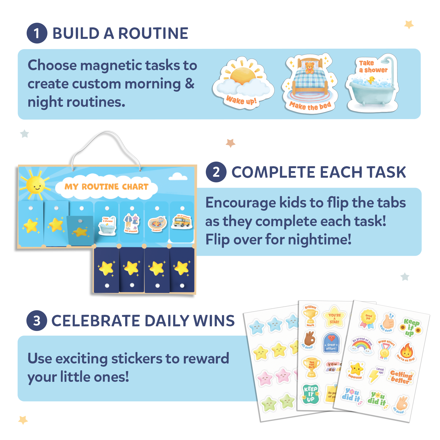My Daily Routine Chart – Reusable Double-Sided Magnetic Chore Chart & Visual Schedule