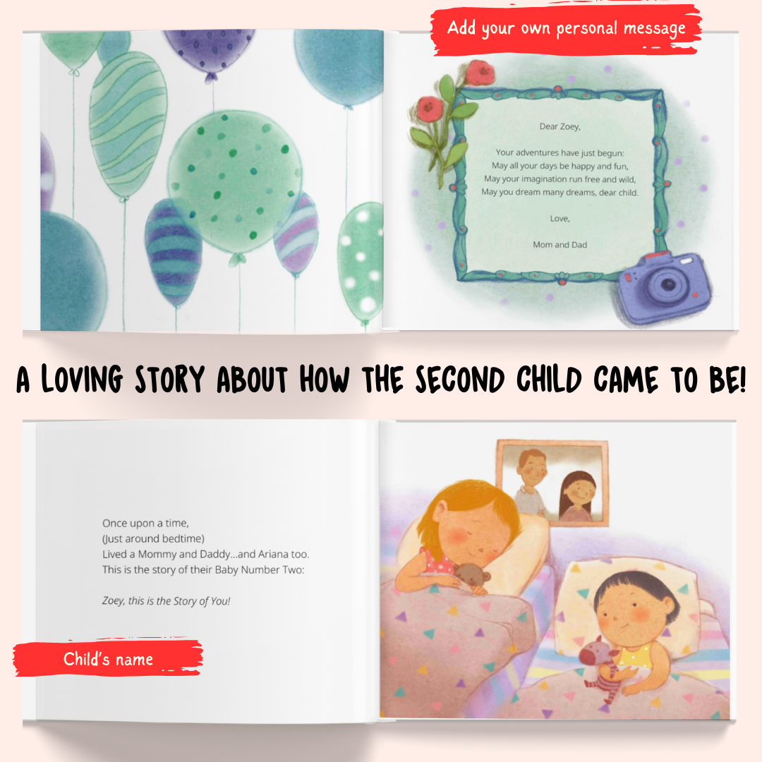 Personalised Storybook - Your Baby's Story; Sibling Version (For 2nd / The Younger Child)