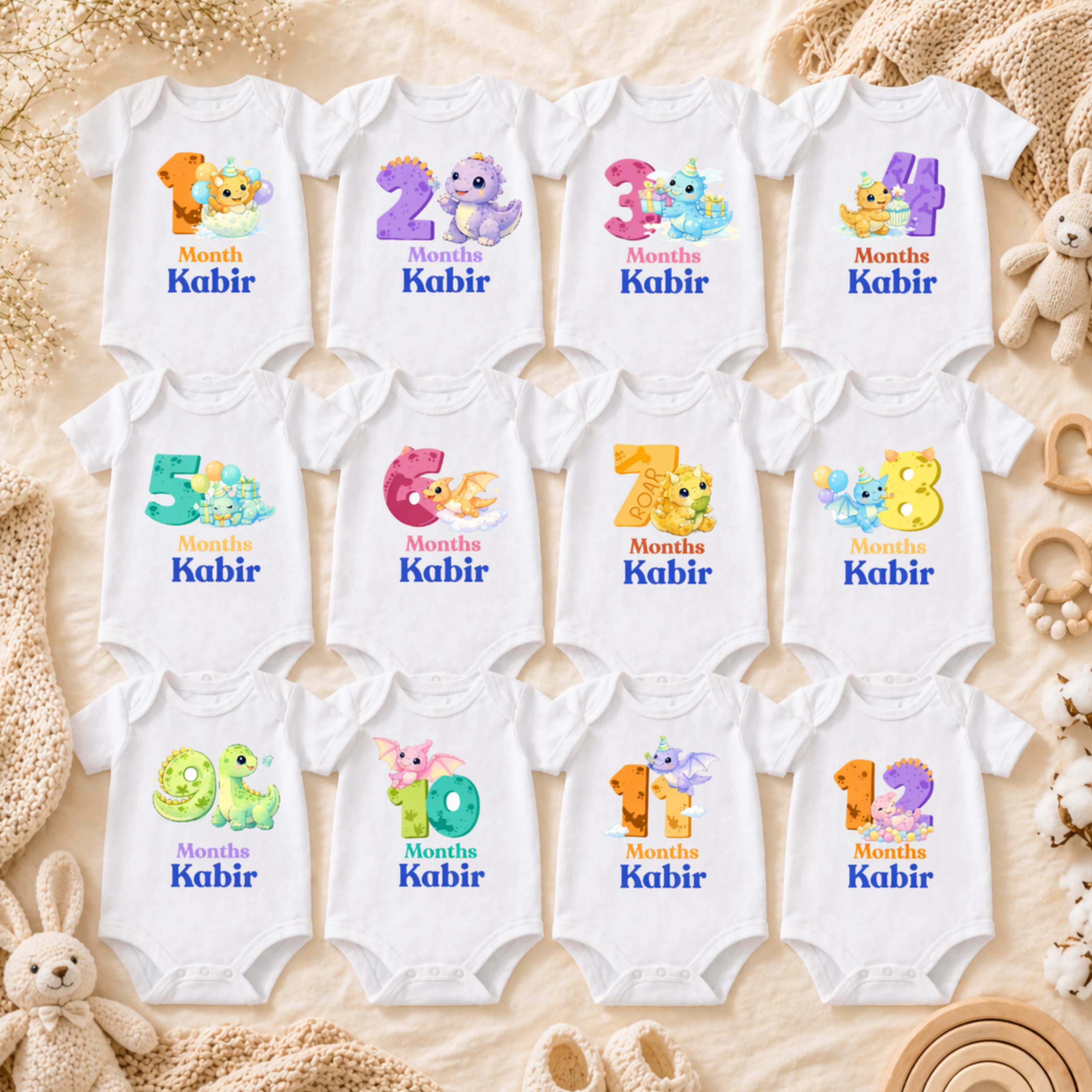 Milestone Onesie Set of 12