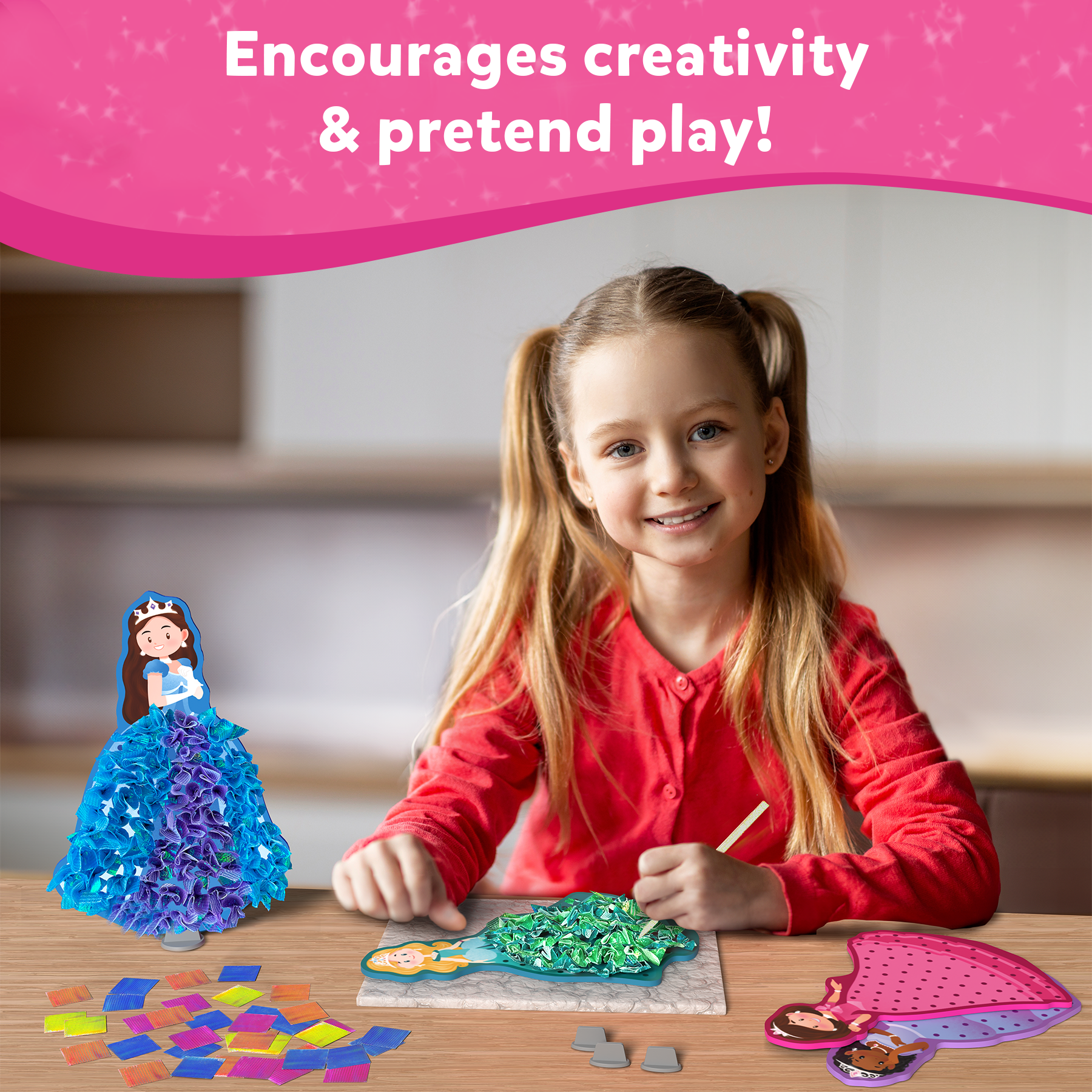 Skillmatics Art & Craft Activity - Poke-in Art Magical Princesses, Mess-Free Art for Kids, Craft Kits, DIY Activity, Gifts for Girls & Boys Ages 4, 5, 6, 7, 8, 9