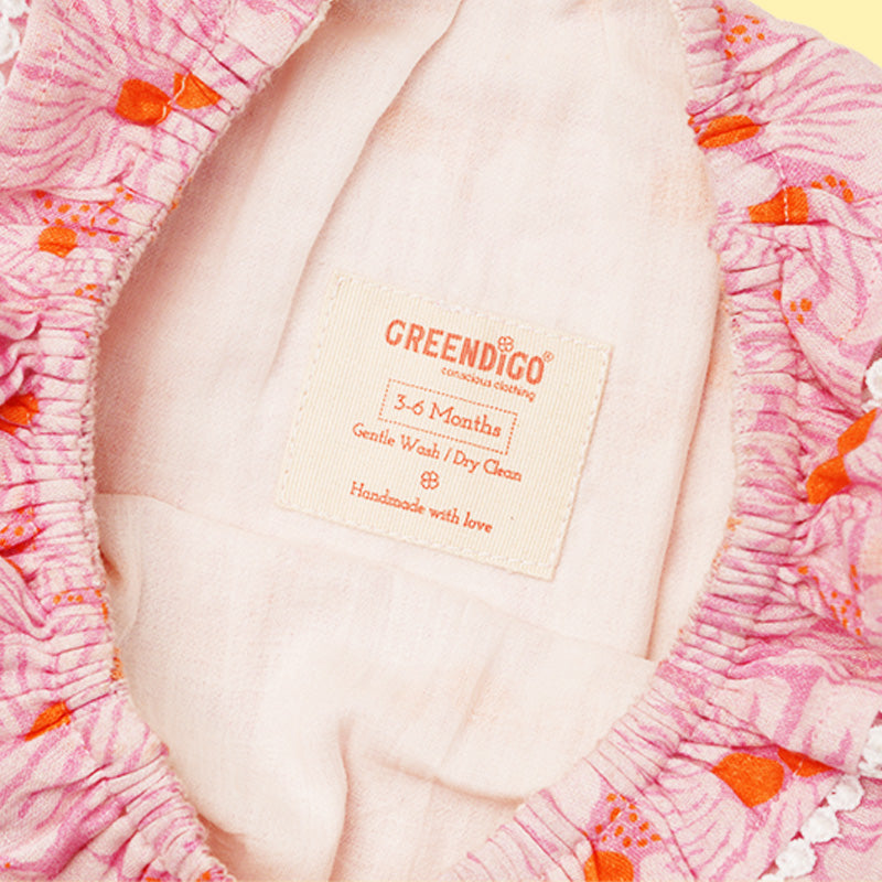 Greendigo Organic Cotton Pack Of 1 Romper For Newborn Baby Girls - Pink