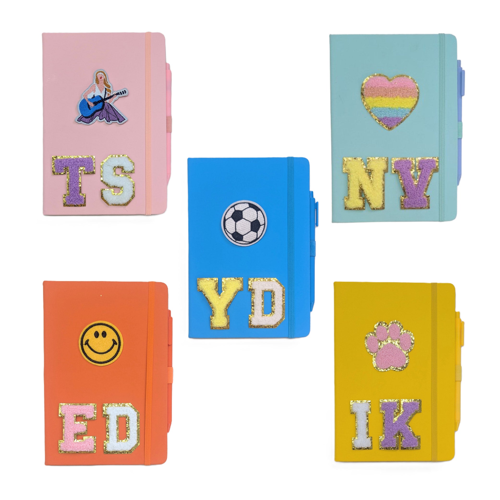Personalised Notebook With Glitter Patches