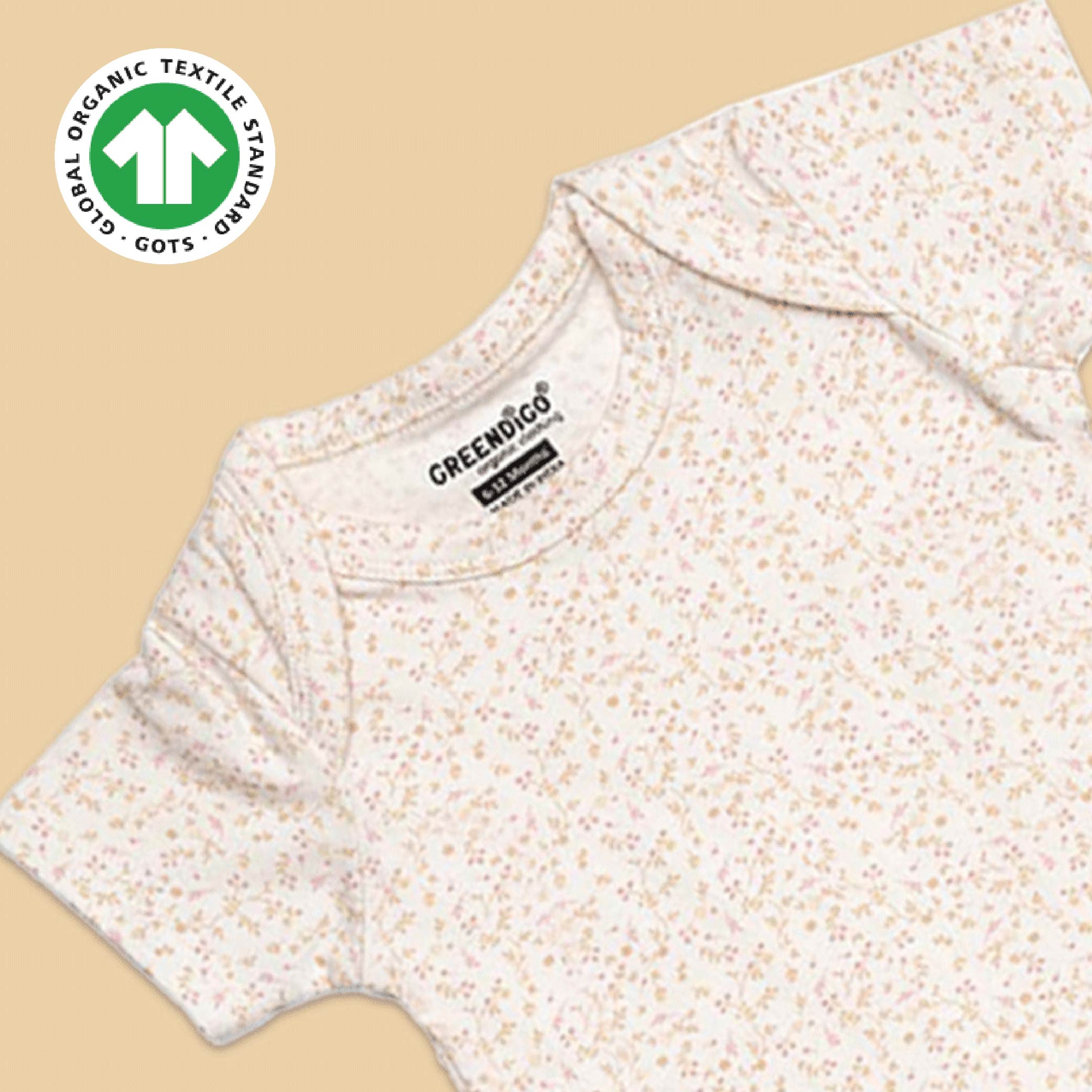 Greendigo 100% Organic Cotton Off White Printed Bodysuit For New Born Baby Boys And Baby Girls