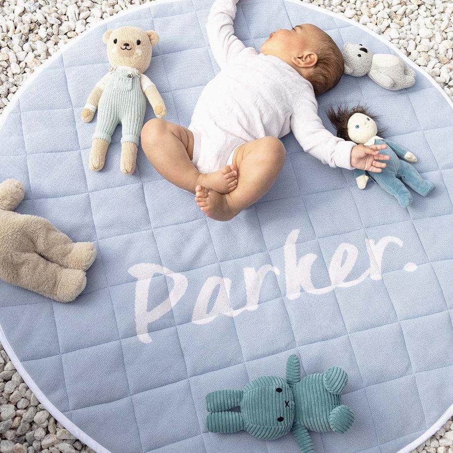 Personalised Playmat - Kentucky Blue; Letter: Oatmeal