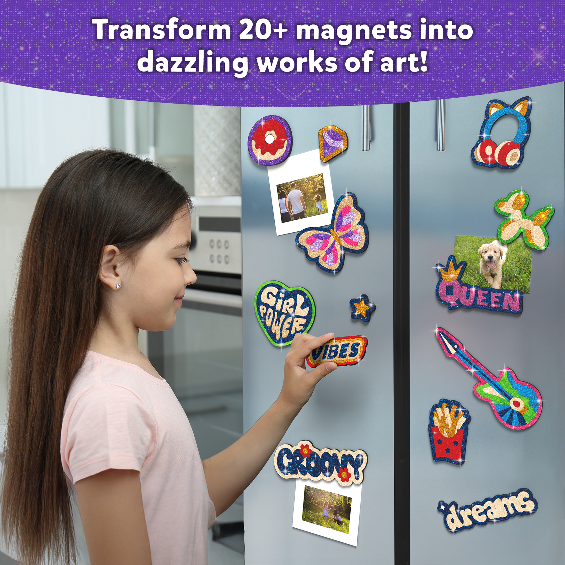 Skillmatics Foil Fun - Girl Power, 20+ DIY Foil Art Magnets, Mess-Free Craft Kit, 60+ Foam Stickers, Creative Activity for Girls, Kids, Tweens, Teens (Ages 7-13), Gifts, Travel, Party Favour