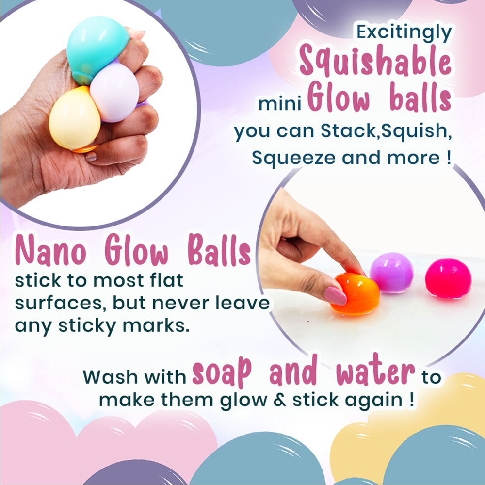 Scoobies Nano Glow Balls – Mini Glow-in-the-Dark Sensory Balls | Soft, Stretchy & Washable | Portable Fidget Toy | Safe for Kids 3+