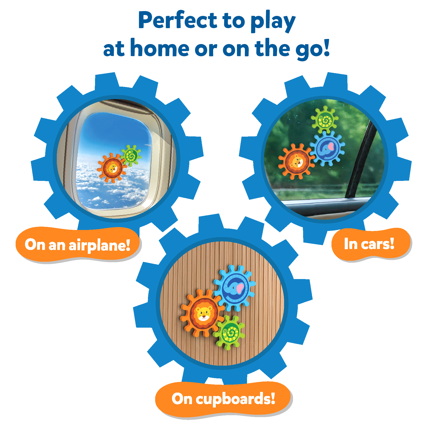 Skillmatics Spinny Gears for Babies - Fun Interlocking Spinning Gears, STEM & Sensory Toy, Suction Spinners for Windows, Table, Bath, Travel Toy, Gifts for Infants & Toddlers 6-36 Months, Set of 5